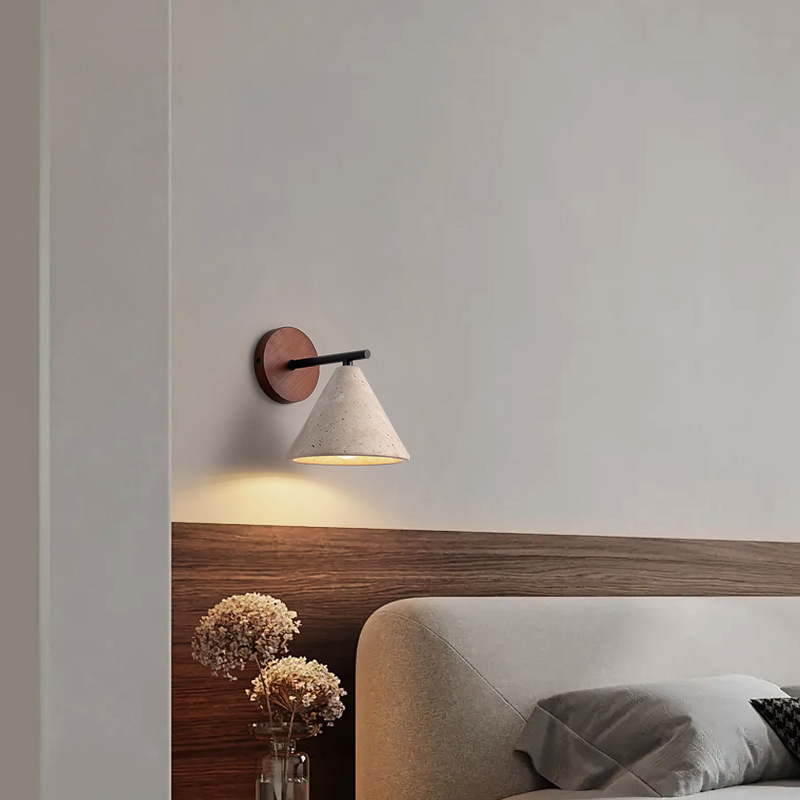 Lámpara de piedra diseñador de dormitorio sala de estar porche de diseño de estilo japonés alojamiento residencial cerrado retro cabezal de cama crema amarilla silencio