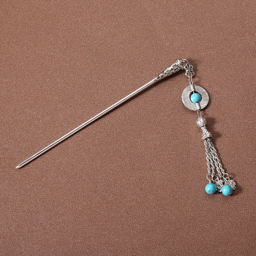 Ancient style new Chinese style turquoise tassel hairpin women's high-end daily hairpin simple cheongsam Hanfu hairpin