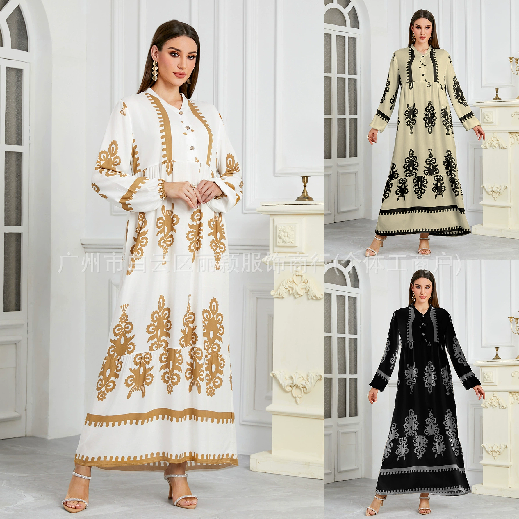 Новый трансграничный женский мусульманский халат Musilin для женщин Ближнего Востока, свободная, удобная и модная домашняя длинная юбка Amazon