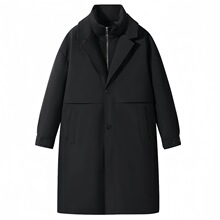 长款风衣男冬季新款纯白鸭绒羽绒服男外套商务轻奢帅气假两件男装