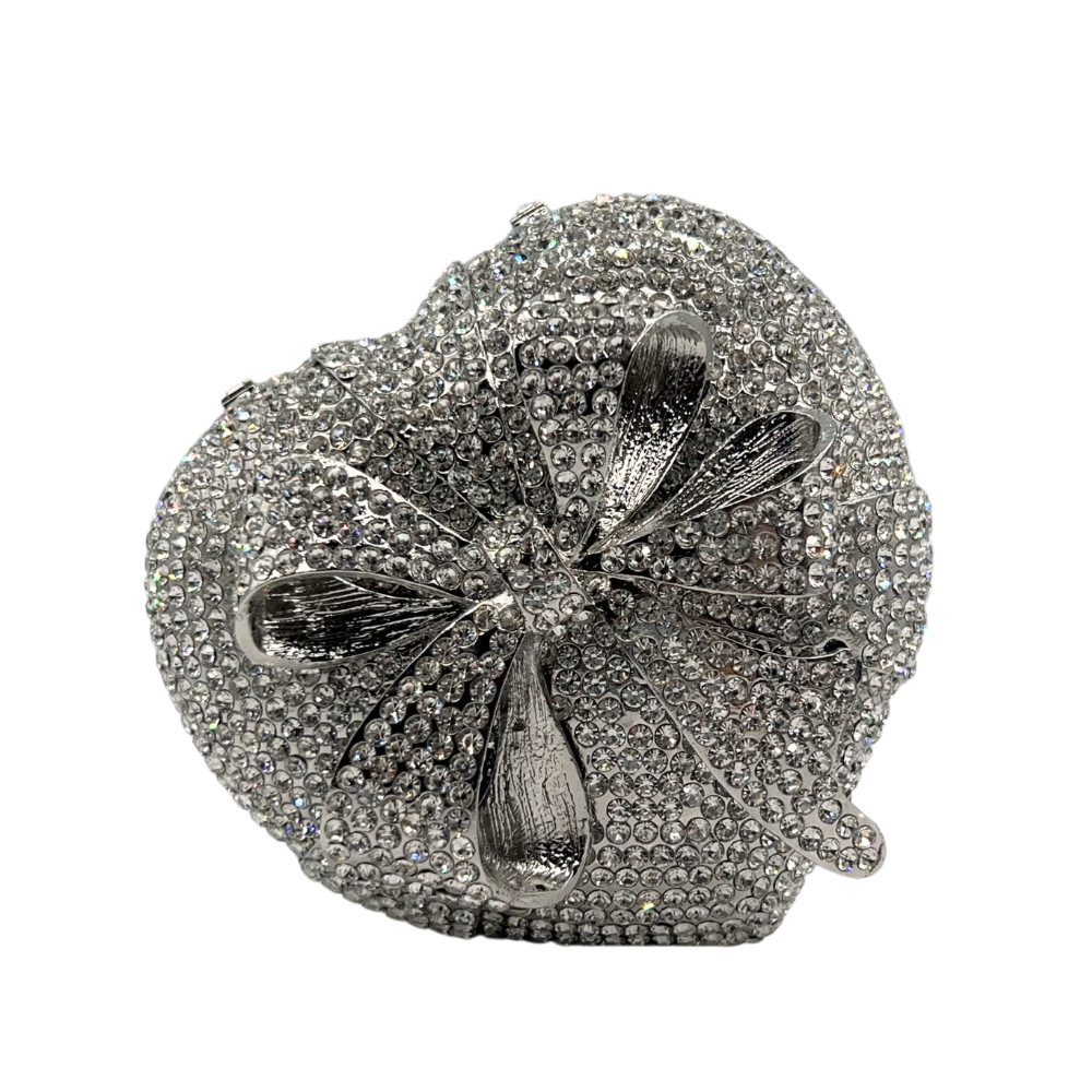 Caja de regalo de piedra embrague arco con diamantes caja de regalo de corazón para banquete con diamantes para mujeres