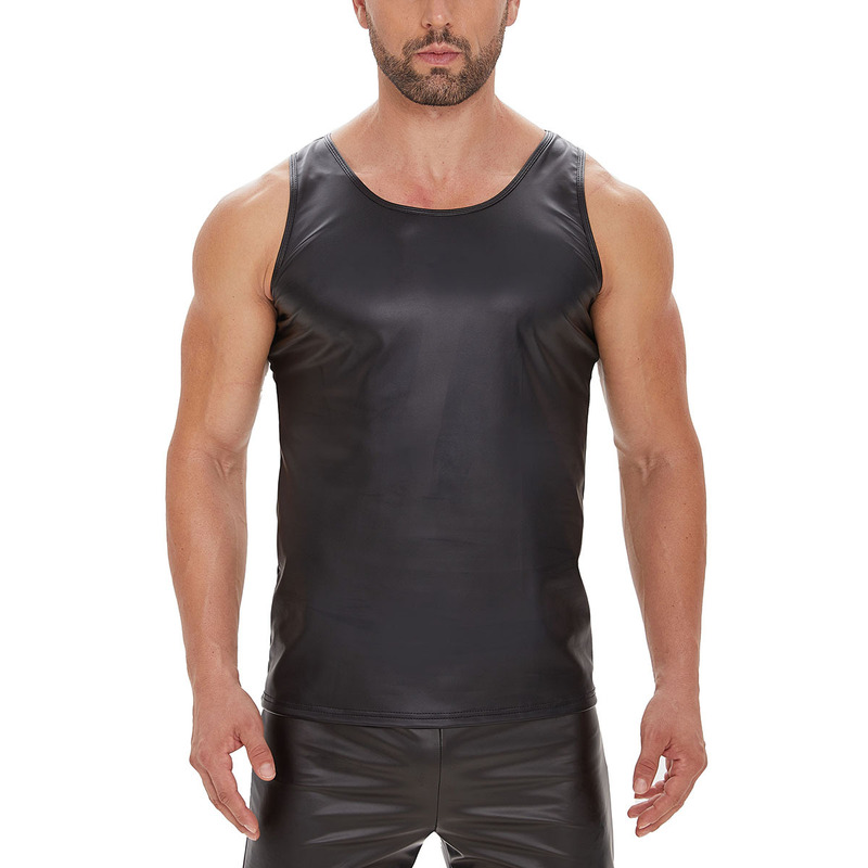 Cross-border Goods, Men's Sexy SofT PaTenT LeaTher VesT, BrighT LeaTher Close-fiTTing T-shirT, AccuraTe Size, No Odor Cross-border Goods, Men's Sexy SofT PaTenT LeaTher VesT, BrighT LeaTher Close-fiTTing T-shirT, AccuraTe Size, No Odor