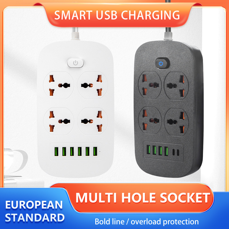 外贸厂家定货英式插板拖线板欧规多用插座带开关多插孔USB插排