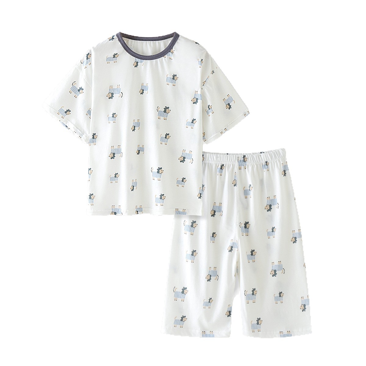 彤蓓佳A类夏季儿童纯棉家居服男童短袖套装女童睡衣空调服卡通