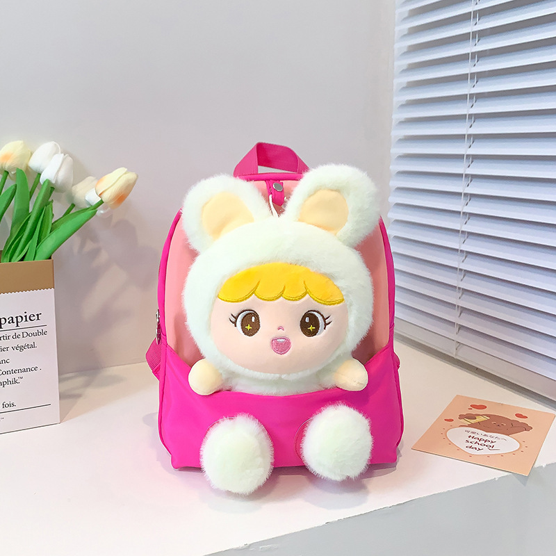 Nueva mochila de jardín de infantes de dibujos animados, mochila infantil, mochila ultra ligera, muñeca de peluche, fabricante de mochila para niñas