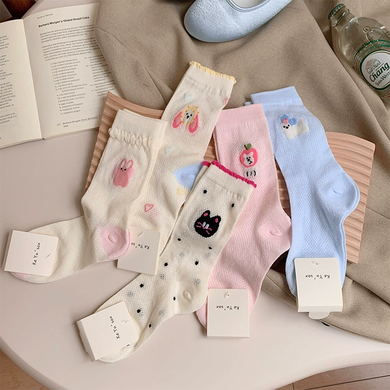 Бренд мультфильм милые весна-лето тонкие дышащие колготки выше колена, по середине длина, корейский стиль