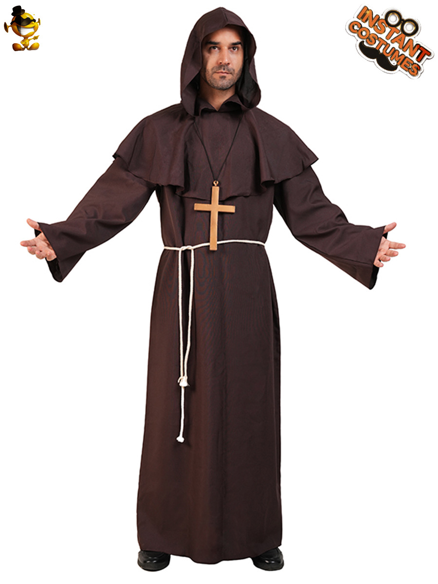 Halloween ropa cos para adultos bata medieval monje traje