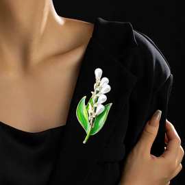 欧美速卖通胸花树叶水滴形珍珠滴油水钻胸针 时尚衣饰别针