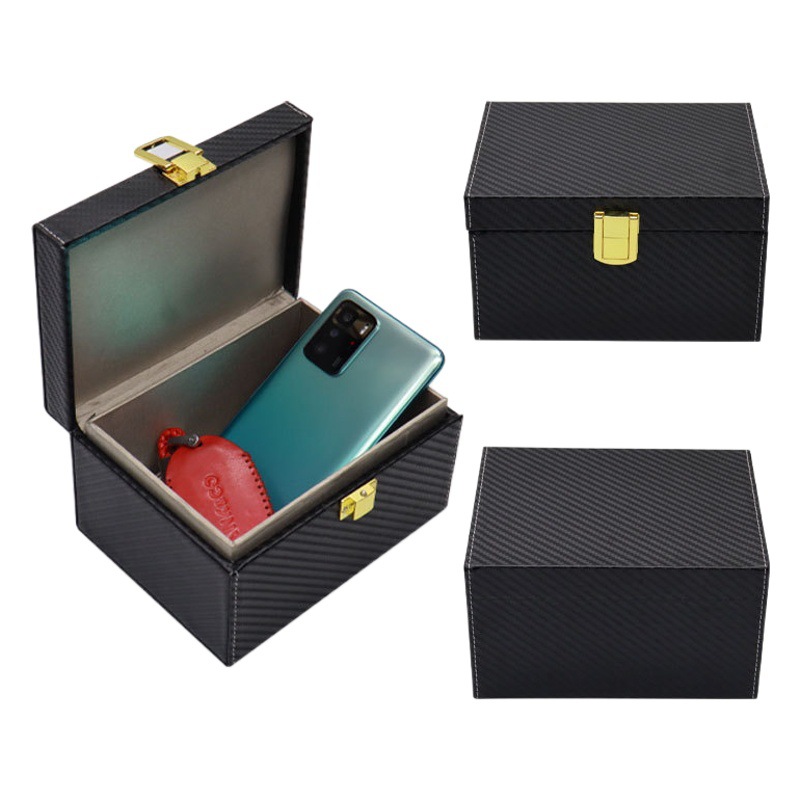 Nueva caja de blindaje RFID con patrón de fibra de carbono pequeño, caja de blindaje de señal de llave de coche, caja de blindaje antihuellas dactilares antioxidante