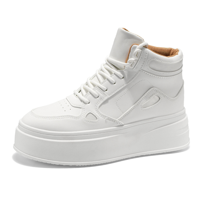 2025 verano zapatos casuales de alta altura, moda, zapatos blancos ligeros, viajes de moda coreana, zapatos para hombres con suela gruesa.