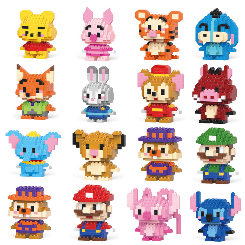 Lele Brothers Building Blocks Children's Educational Puzzle Cartoon Animal Models Boys' Micro-Particle Girls' Puzzle Gift