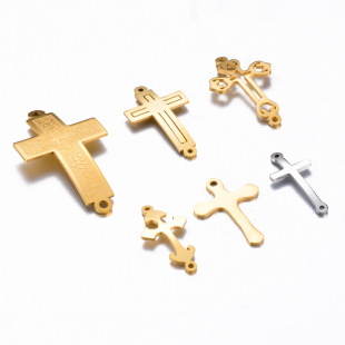 Cross-border Stainless Steel Cross Connector Polished Bending Hollow Pendant DIY Necklace Bracelet Jewelry Accessories