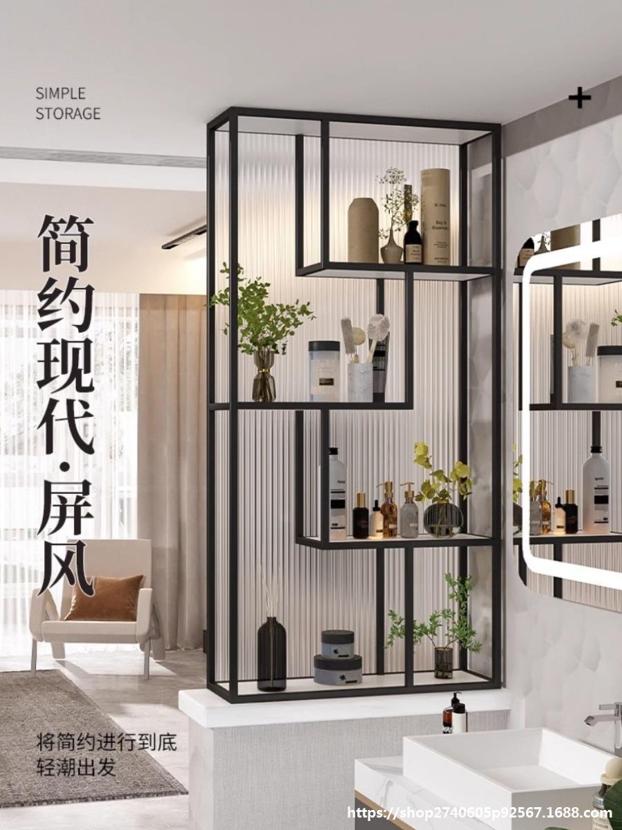 洗漱长虹玻璃干隔断台长卫生间简约客厅铁置物架墙卫生屏风区现代