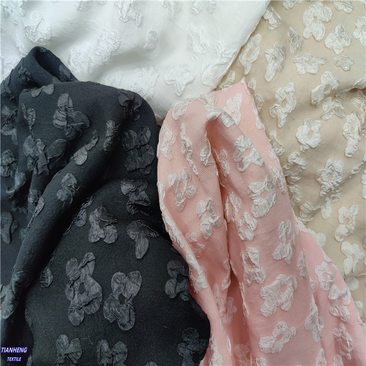 H-9070C#涤纶泡泡微弹梅花 女装童装挺阔连衣裙洋装戏服手作面料