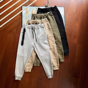 Autumn 2024 New Men's Multi-color Casual Sports Drawstring Side Zipper Air Layer Cotton Men's 002 Sweat Pants