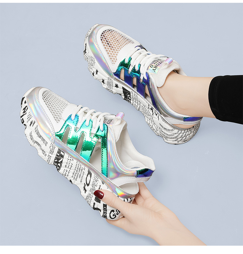 Giày sneaker nữ lưới thoáng khí đế dày phong cách retro mùa hè 2024 — JST 11215 cao gót kaki 6cm, JST 11221 trắng xanh, LJ 58123 be xám gót cao 5cm, LJ 58121 cao gót màu be 5cm chi tiết 8