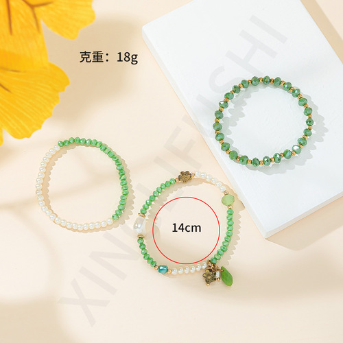 Fresh Girl Heart Series Crystal Bead Bracelet Fashion Pendant Bangle Bracelet for Women, Minimalist Forest System Bracelet Manufacturer