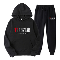 Trapstarスウェットセット秋冬ベルベットファッションブランドのプリント男女フード付きスウェット + ランニングパンツセット