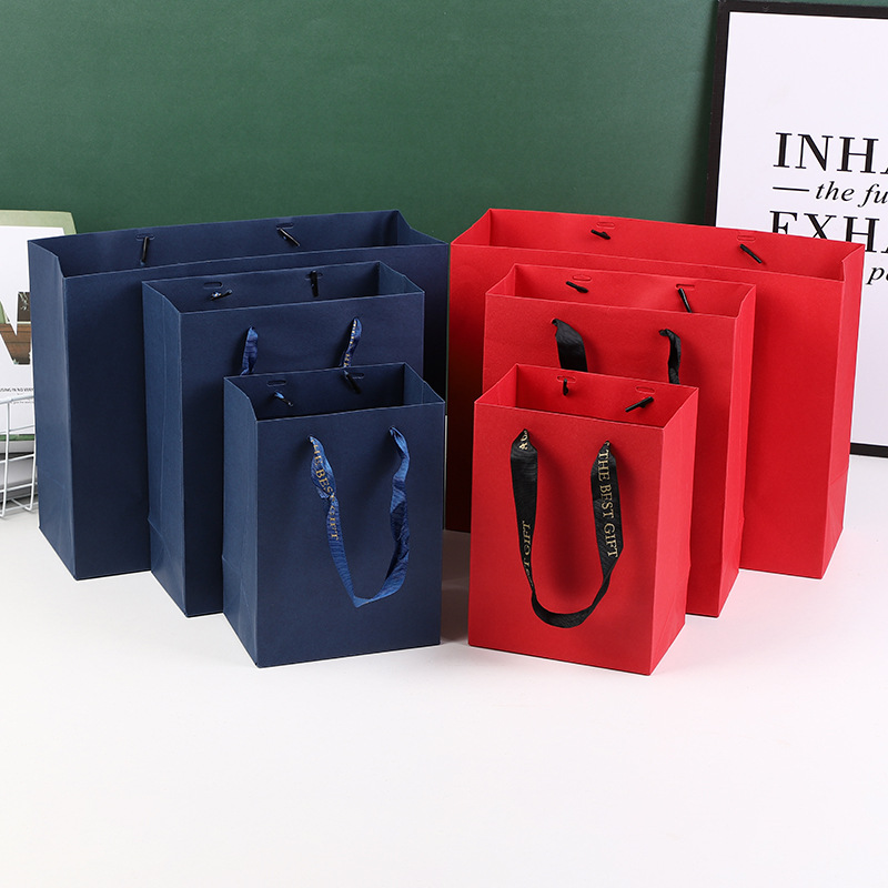 Spot high-grade business blank gift handmade paper bag Inca LOOG high-end trend blue high-end portable garment bag