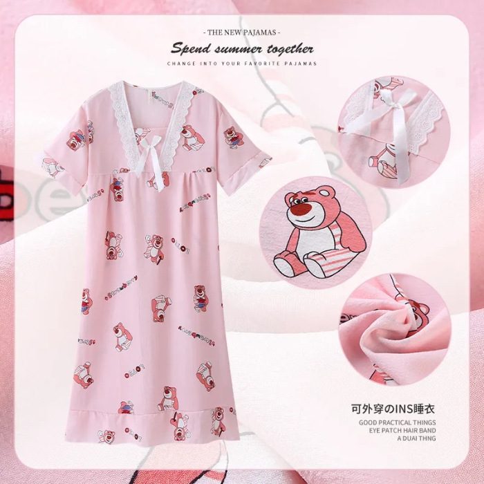 Una variedad de estilo princesa francesa de alta calidad ins estilo burbuja de algodón con volantes pijamas de las mujeres de primavera y otoño mono camisón desgaste del hogar