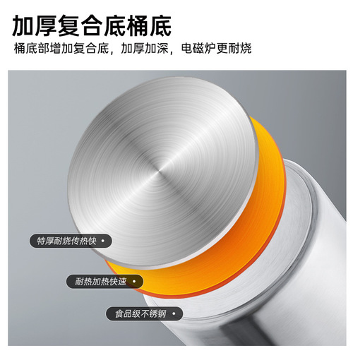 Stainless steel soup barrel round barrel soup pot boiling milk tea pearl tea bucket milk tea shop dedicated large capacity commercial induction cooker