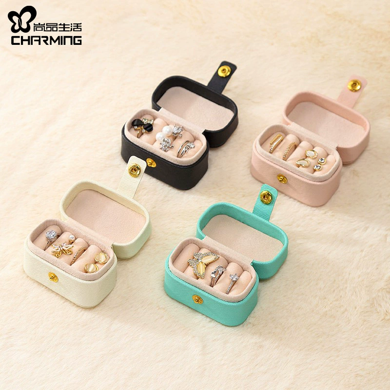Amazon Европейская и американская мини-шкатулка для колец из искусственной кожи однотонная шкатулка для драгоценностей портативный ящик для хранения серег креативный подарок