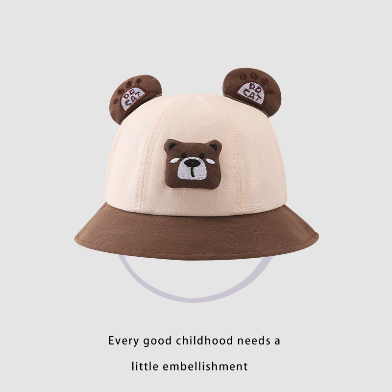 Sombrero de bebé primavera y otoño oso pequeño sombrero de pescador lindo niño niñas sombrero de sol bebé versátil sombrero de sol verano delgado