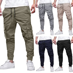 European and American Cross-border Amazon Men's Casual Trendy All-match Pants Breathable Wear-resistant Multi-pocket Drawstring Crowd Pants