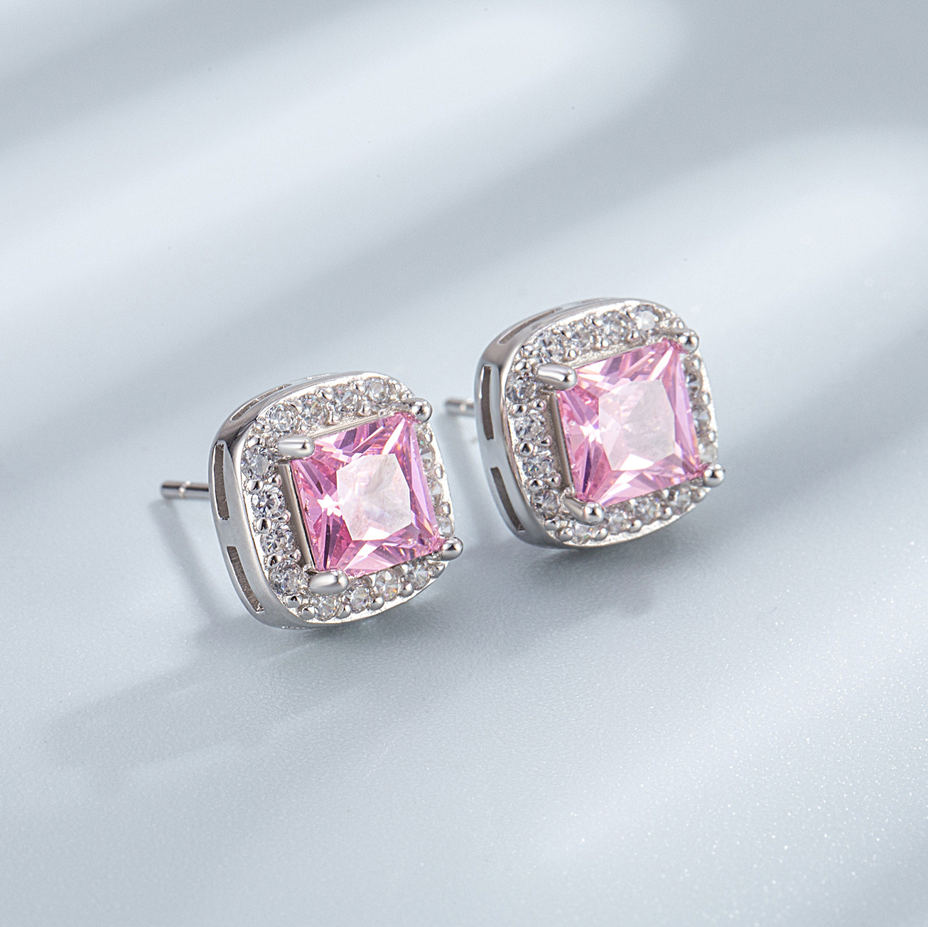 Sterling Silver 925 Silver Jewelry Set Pink Star Jewelry Necklace Ear Stud Ring display picture 9