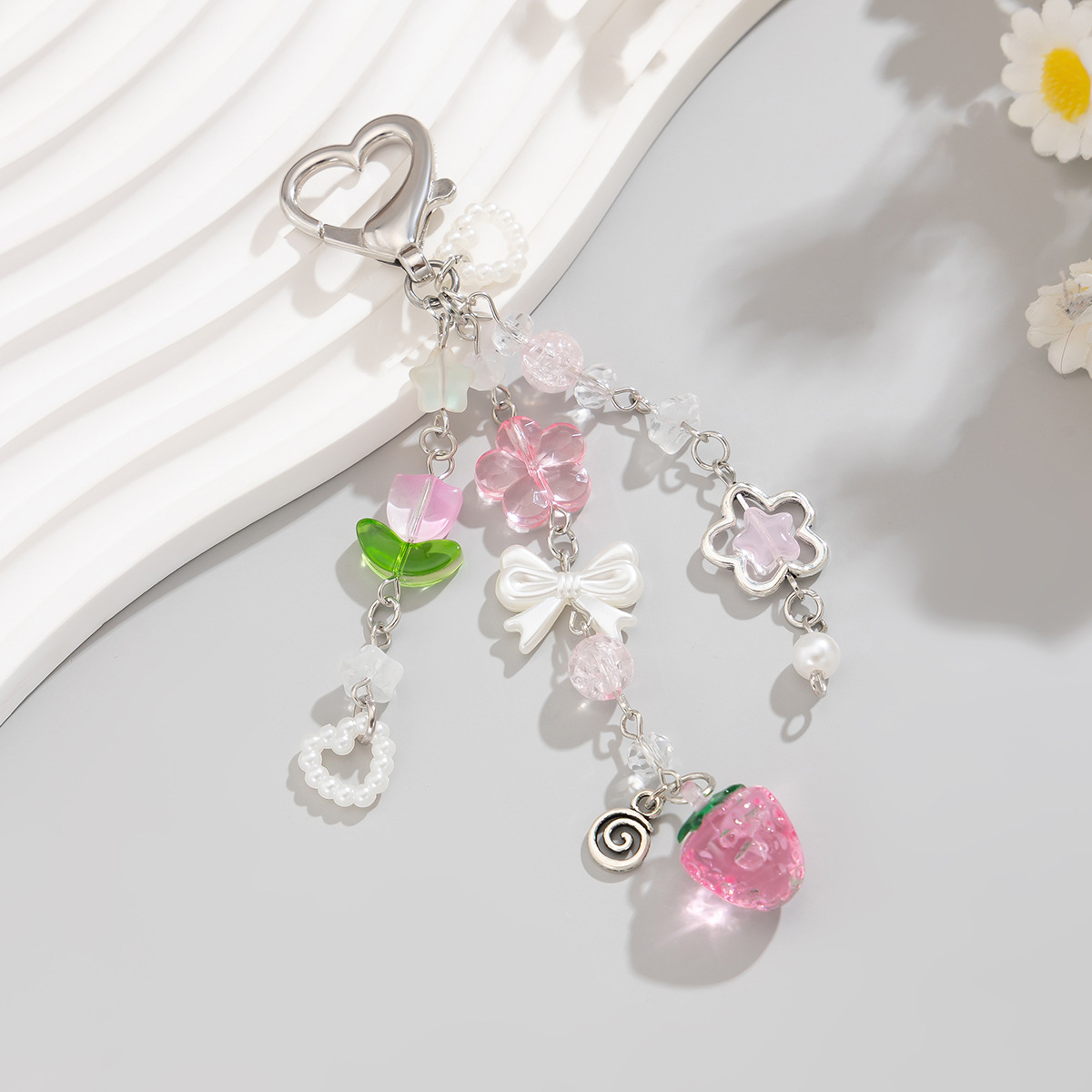 12g Weight Bag Pendant, Keychain Classification 1 Piece Quantity Daily Occasion Alloy Material Fruit, Strawberry Pattern Women's Gender Cute, Pastoral Style Cute Pastoral Fruit Strawberry Arylic Alloy Women's Bag Pendant Keychain 21