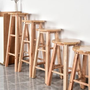 Wholesale High Stool Solid Wood High Stool Bar Chair Log Bar Stool Ladder Stool Bar Chair Home Dining Table