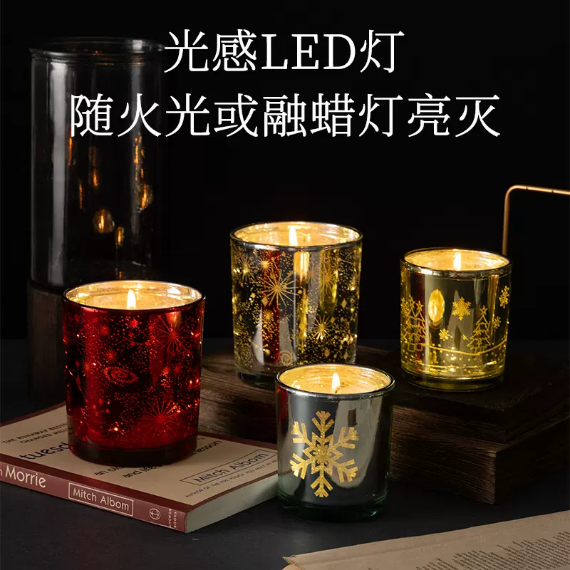 香薰蜡烛礼盒LED灯光感蜡烛情人节浪漫蜡烛香薰礼物爆款一件代发