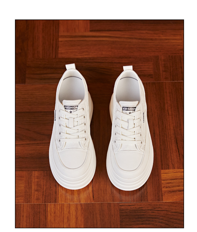 Giày sneaker nữ đế dày độn cao bên trong phong cách bánh xốp — Màu be chi tiết 17