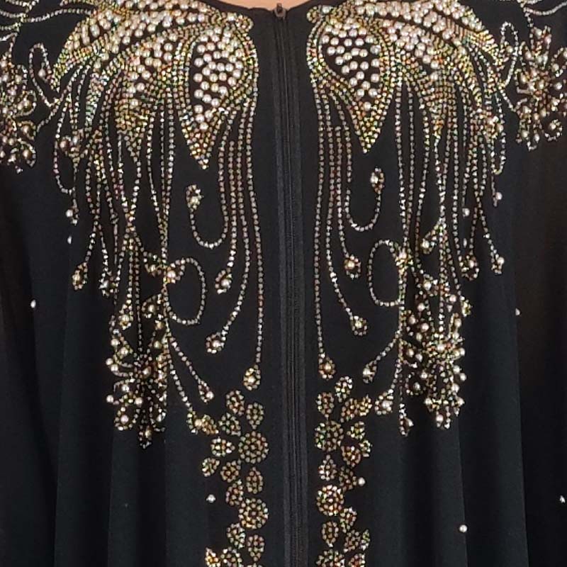 Cross-border Middle East Dubai Best-Selling Popular Long Robe Rhinestone Cardigan Dress 8869_ecoleips.com