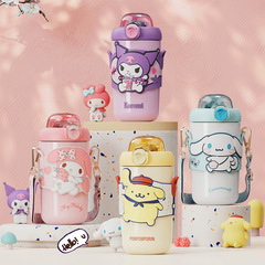 New Sanrio thermos cup cartoon cute children's straw cup Melody stainless steel male and female student water cup