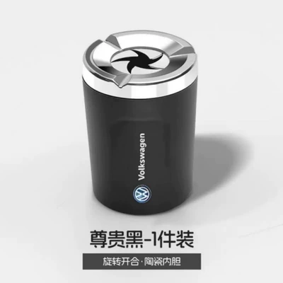 Car ashtray | interior accessory - noble-black-volkswagen-logo-rotating-ceramic-ashtray-boxed