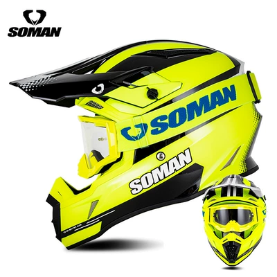 Off-Road Helmet, Downhill Kart Racing Motosiklet kaskı (dəbilqə) - black-fluorescent-yellow-star-with-transparent-yellow-s