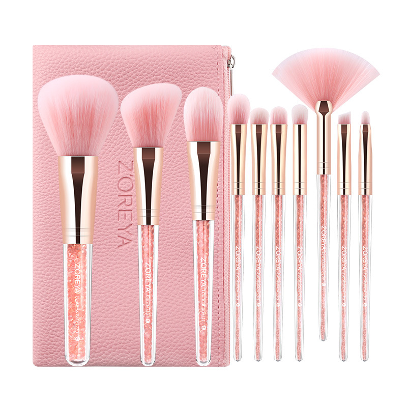 Zoreya Blush sombra de ojos cepillo traje interior diamante cristal Rosa maquillaje cepillo bolsa de almacenamiento Fundación cepillo maquillaje herramientas