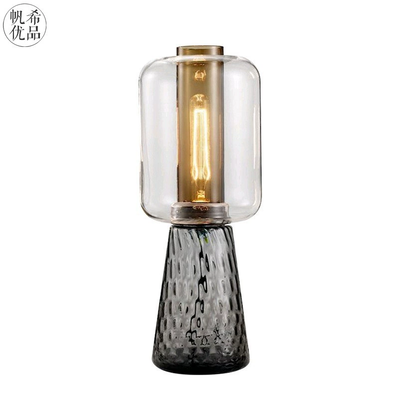 Glass table lamp — Scandinavian modern bedside lamp, warm light, button switch, multiple sizes