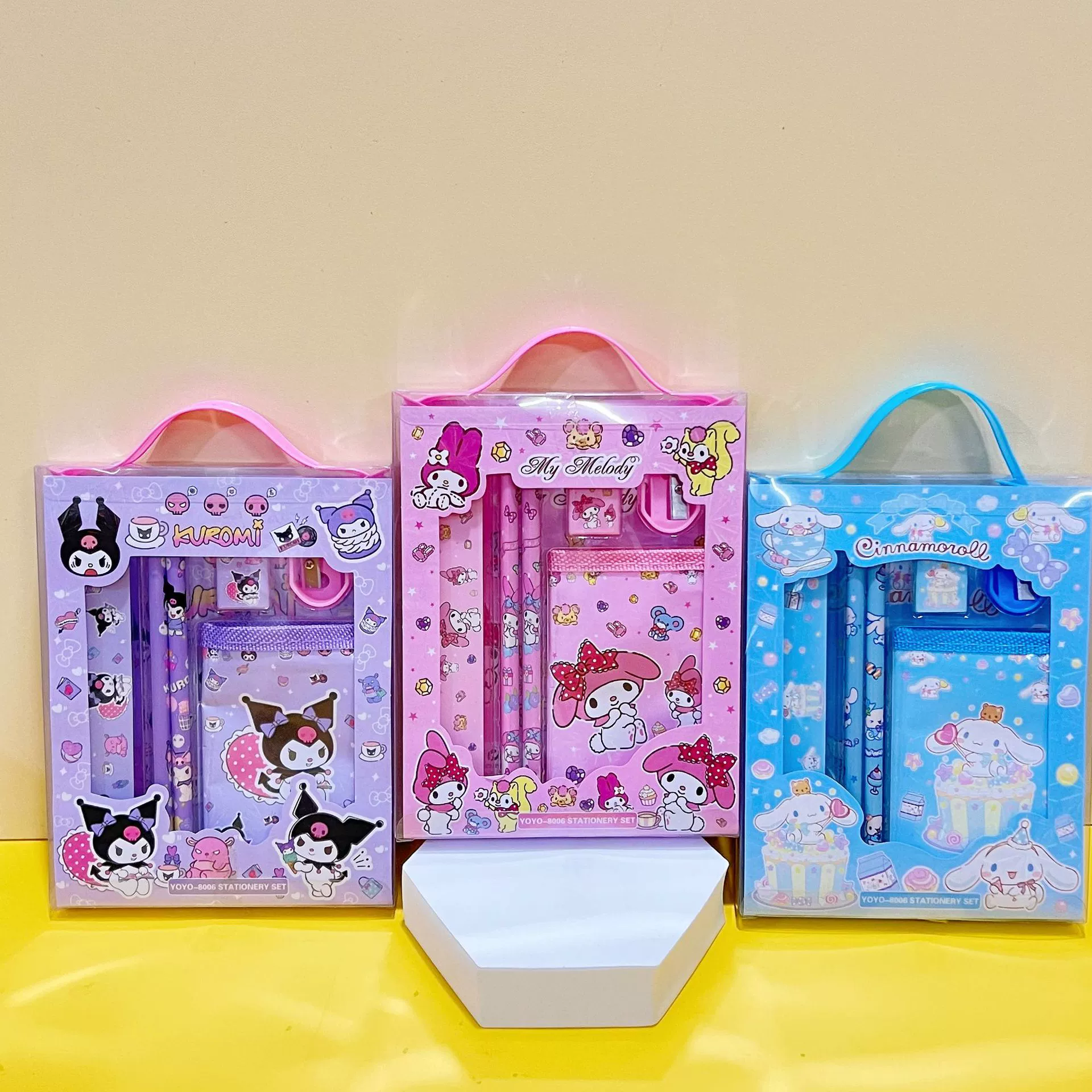 Sanrio, мультяшная канцелярия, детский набор, подарочная ручка, пенал, кошелёк, сумка, 6 предметов