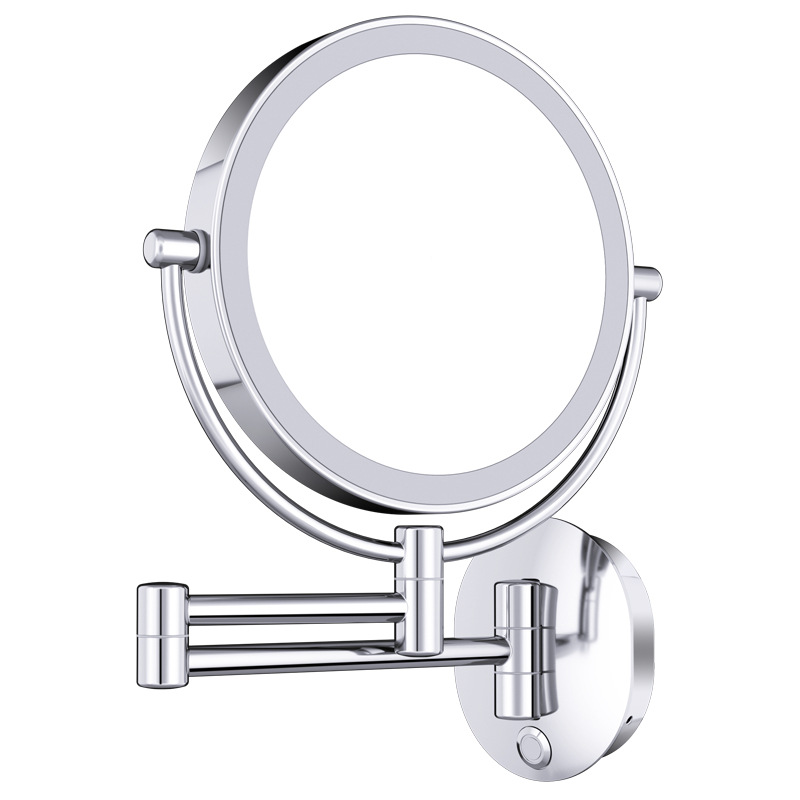 8 pulgadas LED espejo de maquillaje con luz relleno vestidor espejo hogar plegable montado en la pared espejo de baño retráctil