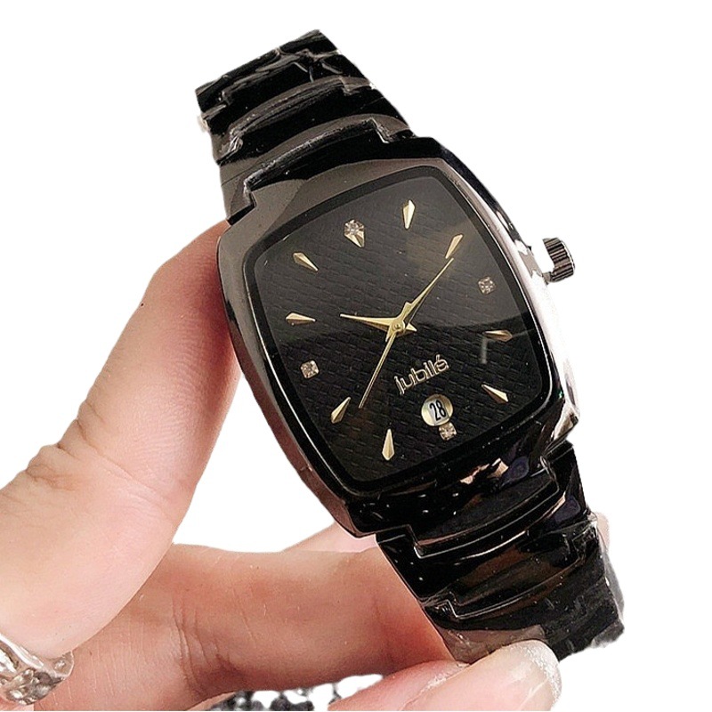 Reloj cuadrado de acero de tungsteno para hombre, reloj de cuarzo para estudiantes de secundaria, reloj para mujer, reloj de cinturón de acero de aleación para mujer simple y moderno