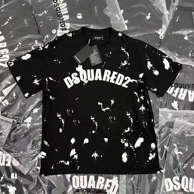 D2 Splash-Ink Luxury Streetwear Short-Sleeve T-Shirt for Men and Women, Trendy Ins Style, High-Quality Summer Edition