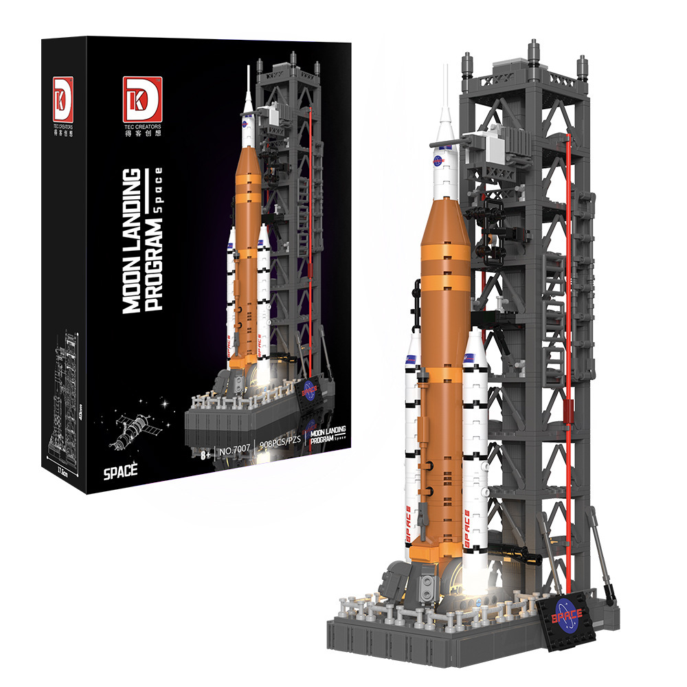 Deke Chuangxiang Aerospace 7007, Juguete de Ensamblaje de Bloques de Construcción de Partículas Pequeñas, Sistema de Lanzamiento Espacial, Plan de Aterrizaje Lunar