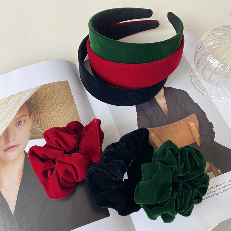 Headwear Classification Wholesale Korean Velvet Broad-brimmed Hair Band Fold Hair Scrunchies Nihaojewelry