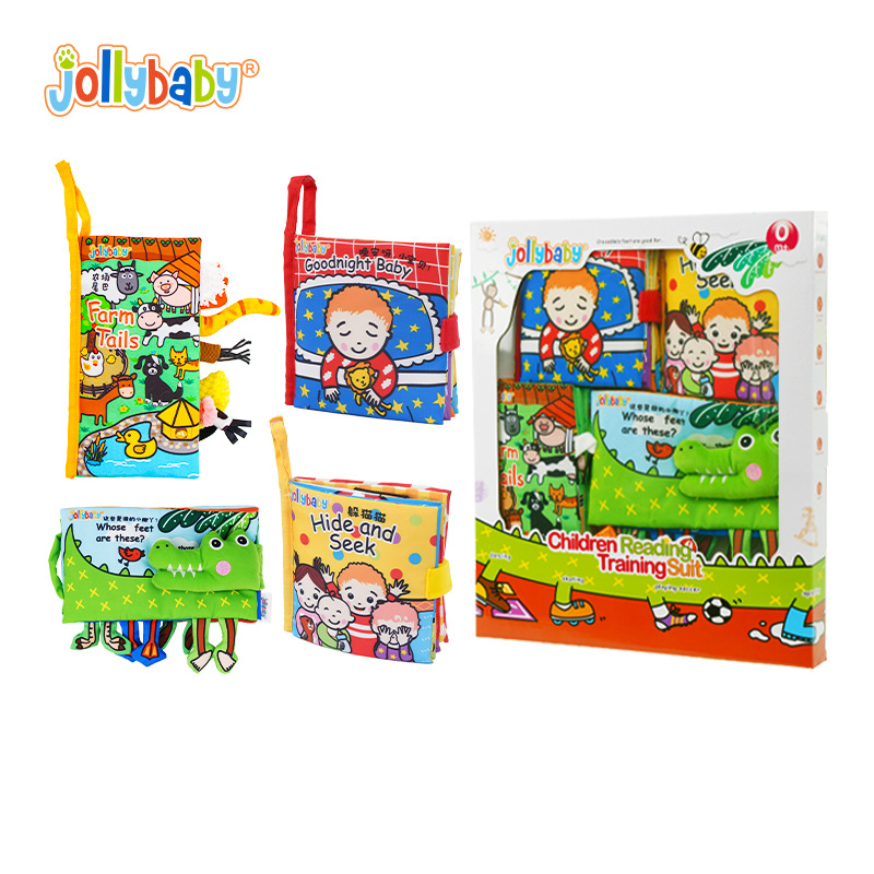Jollybaby Reading Cognitive Training Gift Set 0-3 años Baby Baby Libro de tela Educación temprana Juguetes educativos