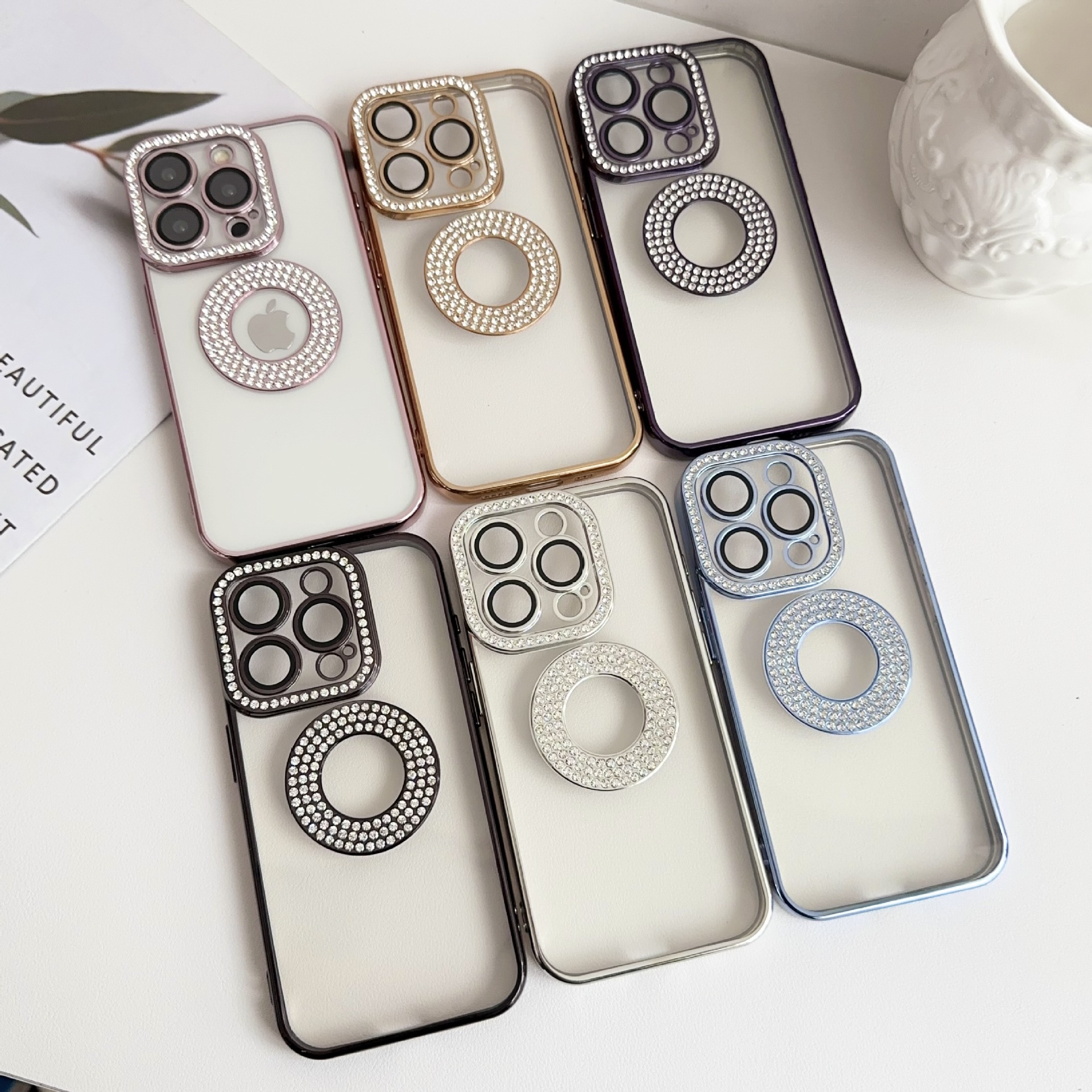 Suitable for iPhone15pro Phone Case Apple 14 Electroplating 11 Transparent Missing Label Apple 13 Drop-proof 12 Protective Cover