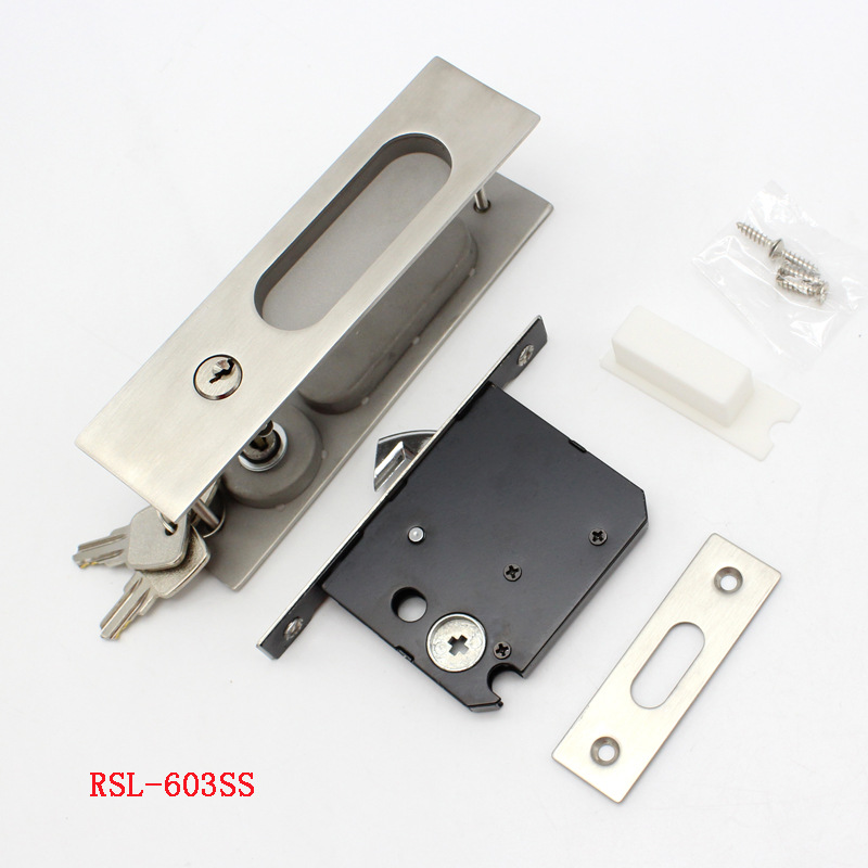Cerradura de gancho de doble cara de acero inoxidable 304 para puerta corredera con llave, cerradura para puerta corredera, cerradura de embutir para puerta de granero, cerradura para puerta corredera