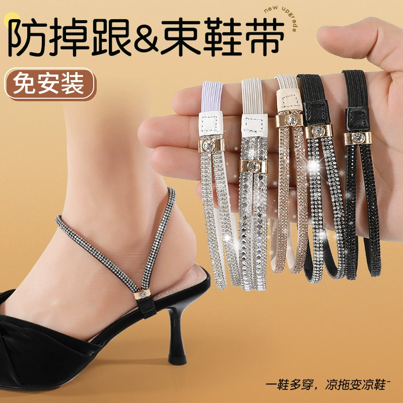 Высокие туфли на каблуке без артефактов anti-heel установка кружева женские сандалии однотонные обувь свободная фиксационная ремешок обувь каблук