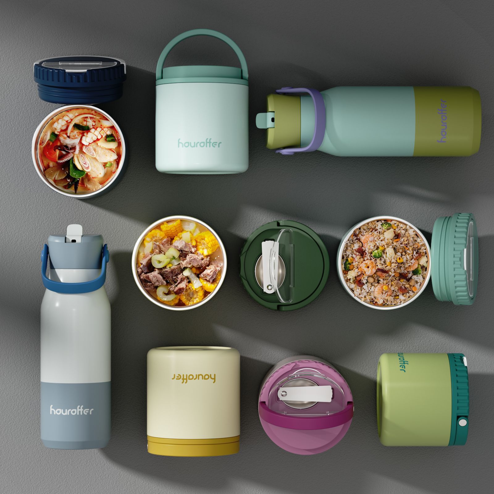 2026 Newly Designed Unique Private Mold Food Canister with Stretchable Inner Liner, One-Way Exhaust Valve, and 304 Stainless Steel Spoon